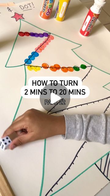 Chris Anna | Minimal effort  Craft, Play activities on Instagram: "In the holiday spirit, we’re back with another ‘2 mins to 20 mins’ activity.  Drew a big Christmas tree, grabbed some dot markers, and let my little one roll the dice to add colorful ‘lights’ to the tree. Such an easy setup and so much fun! Perfect way to practice numbers while keeping him entertained. 🎲✨ Give it a try and watch them light up!   Follow along for more ideas, and if you want the guide on how to set up activities in a snap.  comment ‘guide’ and I’ll send you the link to purchase and make sure you’re Following for the link to come thru. :)  #ChristmasActivities #ToddlerPlay" Preschool Christmas Centers, Preschool Christmas Games, Kindergarten Christmas Activities, Christmas Learning Activities, Christmas Activities For Toddlers, Prek Crafts, Christmas Math Activities, Christmas Learning, Preschool Christmas Activities