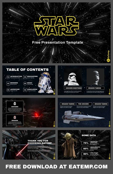 Star Wars 13 Star Wars Powerpoint, Star Wars Templates, Slides Presentation Design, Cute Powerpoint Templates, Halloween History, Presentation Slides Design, Powerpoint Slide Designs, Slides Design, Google Slides Theme