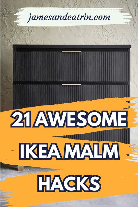 Elevate your bedroom with these ingenious IKEA Malm hacks! 🛏 From minimalist to boho chic, find inspiration to make your Malm dresser unrecognizably gorgeous. See how easy it is to refresh your furniture on a budget. #ikea #ikeamalmhacks Ikea Malm Upgrade, Brimnes Dresser Makeover, Malm Ikea Bed Hack, Ikea Malm Dresser Hack Bedroom, Ikea Dresser Hacks Bedroom, Paint Ikea Malm Dresser, Malm Black Bedroom, Ikea Malm Flip, Malm Chest Of Drawers Hack