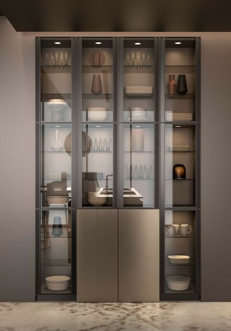 Jennifer Crockery Cabinet Design, Display Cabinet Design, Crockery Cabinet, Crockery Unit Design, Crockery Design, Almirah Designs, Crockery Unit, Modern Kitchen Interiors, Wet Bars