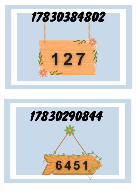 Hey everyone,

I hope you're all doing well! I just got back from a busy days. A lot of you have been requesting more house numbers so here it is; Hope you enjoy this decals <3 Bloxburg Houses Exterior, Bloxburg Pic Codes, Bloxburg Food, Bloxburg Food Decals, Food Decals, Bloxburg Home Ideas, Grocery Sign, Roblox Decal Codes, Picture Codes