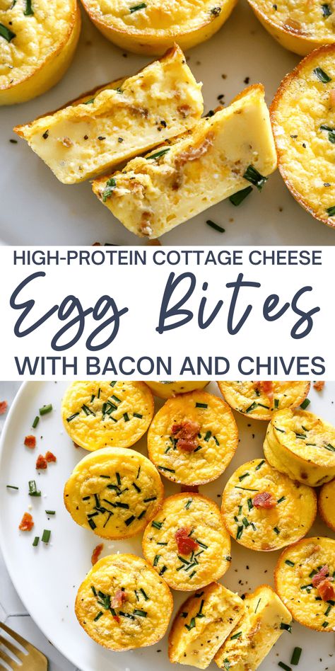 These protein-packed cottage cheese egg bites are so fluffy and flavorful. They resemble Starbucks egg bites but are much healthier and inexpensive. One serving packs 14 grams of protein. You can whip them up quickly and enjoy them as a fast grab-and-go healthy breakfast all week long! Healthy Grab N Go Breakfast, Keto Mini Egg Bites, Egg Bites Using Cottage Cheese, Egg Bites Ideas, Fast Egg Breakfast, Bacon Cheese Egg Bites, Egg Bites No Cheese, Easy Grab And Go Breakfast Healthy, Easy But Healthy Breakfast