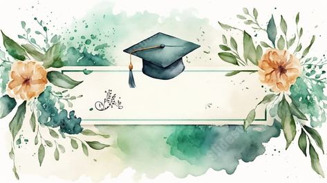 Floral Border Background, Graduation Watercolor, Border Background, Ppt Background, Slide Background, Powerpoint Background, Watercolor Green, Page Borders, Professional Presentation