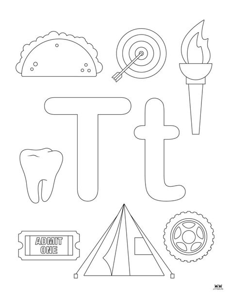 Letter T Coloring Page Free Printables, T Worksheets Preschool, Letter T Worksheets For Preschool, Starfish Activities, Letter T Preschool, Letter T Activities For Preschool, Letter T Coloring Page, Letter T Craft, Letter T Worksheet