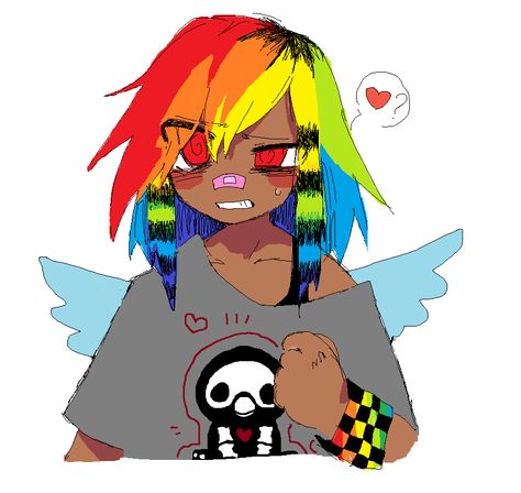 Rainbow Dash Scenecore, Mlp Sitting Pose Base, Mlp Scenecore, Nb Pfp, Scene Art 2000s, Mlp Emo, Emo 2000s Art, Scene Kid Pfp, Emo Fanart