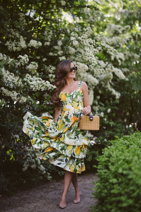 like: summer dress, fun pattern & silhouette (but don't want too many options with ruffles) Wedding Guest Couple Outfit, Wedding Guest Couple, Italian Summer Dress, Rosie Londoner, Wedding Guest Outfit Spring, Lemon Print Dress, Italian Chic, Cocktail Bridesmaid Dresses, Long Cocktail Dress