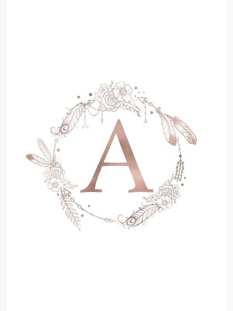 "Letter A Rose Gold Pink Initial Monogram" Spiral Notebook by naturemagick | Redbubble Wallpaper Plant, Rose Gold Aesthetic, Letter Art Design, Watercolor Monogram, Flower Logo Design, Plant Background, Aesthetic Letters, Monogram Stickers, Alphabet Wallpaper