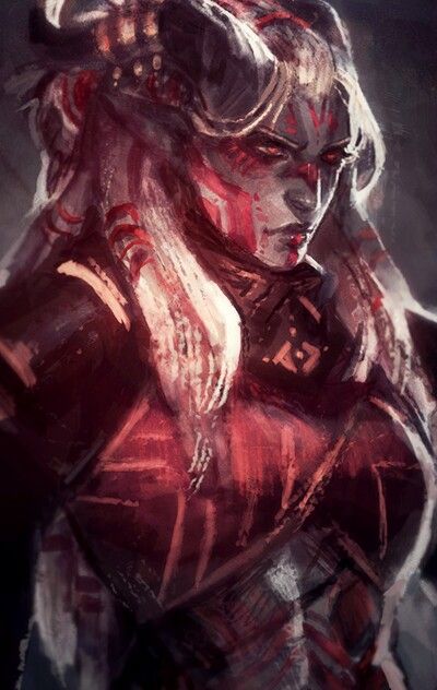 They had an opportunity to make Qunari women gorgeous and they ruined it... THIS is how they should have looked in DAI Tiefling Knight, Qunari Female, Female Qunari, Tiefling Fighter, Tiefling Barbarian, Female Tiefling, Tiefling Paladin, Evvi Art, Tiefling Female