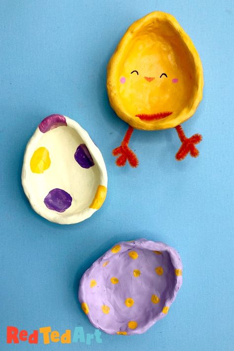 On Red Ted Art we love easy Air Drying Clay Projects! Why not give this Easter Pinch Pot How To a go? Påskeaktiviteter For Barn, Easter Art Project, Clay Projects For Kids, Easter Pottery, Air Drying Clay, Red Ted Art, Kids Clay, Pinch Pot, Air Dry Clay Projects