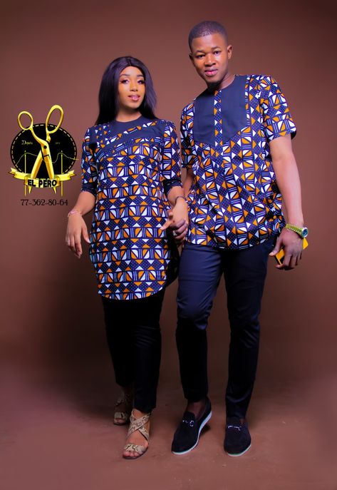 Couples African Outfits Mens Fashion, Adire Styles For Couples, Kitenge Designs For Couples, Ensemble Couple, African Couple, Couples African Outfits, Kitenge Designs, African Wear For Men, New Look Fashion