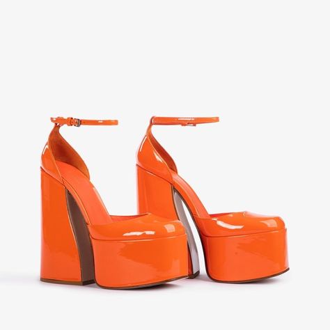 Orange Platform Sandals, How To Clean Crystals, Orange Shoes, Cream Shoes, The Boutique, Mandarin Orange, Clothing Essentials, Blue Satin, Platform Pumps