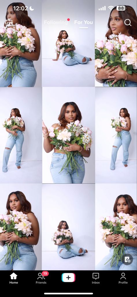 20 Year Old Birthday Photoshoot Ideas, Women Birthday Shoot Ideas, Jean And Flowers Photoshoot, 33rd Birthday Themes For Women, 33 Birthday Ideas Women Pictures, 19 Year Old Birthday Photoshoot Ideas, Birthday Photoshoot Ideas Flowers, Birthday Flower Photoshoot, Professional Birthday Photoshoot