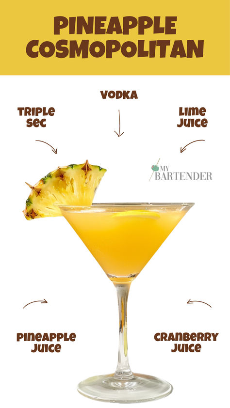 Pineapple Cosmopolitan Cocktail Recipes Pineapple Juice, Pineapple Juice Cocktails, Men Drinks, Bridal Breakfast, Pineapple Cocktail Recipes, Pineapple Cocktails, Cosmopolitan Cocktails, Mom Juice, Fruity Alcohol Drinks