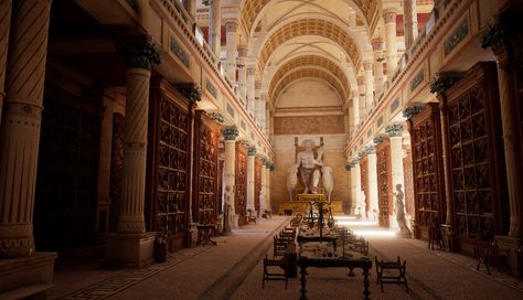 Parthenon Athens, Great Library, Imperiul Roman, Roman House, Ancient Library, Library Of Alexandria, Castle Painting, Assassins Creed Origins, Luxor Temple