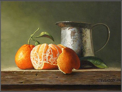 Dutch Masters Still Life | Satsuma Oranges | 81/2X11 oil on canvas By David Stevenson | By ... Satsuma Orange, Dutch Still Life, Still Life 2, Still Life Paintings, Still Life Fruit, Still Life Photos, Life Paintings, Still Life Oil Painting, Fruit Painting