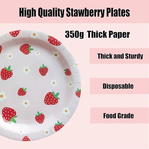 Amazon.com: Visroco 40 Pcs 9 Inch Strawberry Plates,Strawberry Paper Plates Party Plates for Strawberry Birthday Party : Toys & Games Strawberry Plates, Strawberry Paper, Strawberry Birthday Party, Strawberry Birthday, Party Toys, Paper Plates Party, Party Plates, Paper Plates, Food Grade