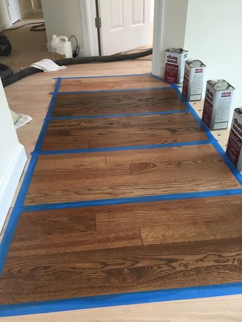 Wood Floor Stains On Red Oak, Red Oak Stained Floors, Red Oak Floors Refinished, Duraseal Chestnut On Red Oak, Refinish Red Oak Floors, Best Stain For Red Oak Floors, Early American Stain On Red Oak, Refinishing Red Oak Hardwood Floors, Red Oak Floors Kitchen