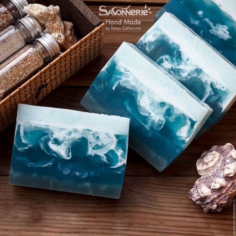 Ocean Soap, Diy Soap Bars, Sea Salt Soap, Diy Soap Recipe, Heart Of The Ocean, Săpunuri Handmade, Handmade Soap Recipes, Soap Making Recipes, Pretty Soap