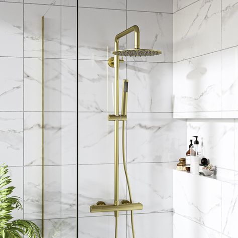 Basket Brushed Brass Bathroom Fixtures, Brushed Brass Shower, Brass Shower Fixtures, Bathroom Utility Room, Modern Shower Head, Toilet And Sink Unit, Bathroom Utility, Bathroom 2023, Toilet Sink