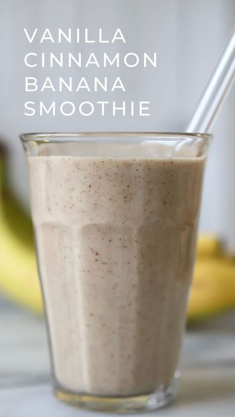 Try this Vanilla Cinnamon Banana Smoothie for a healthy, nourishing, and easy breakfast or snack. Find the whole recipe at theheapingharvest.com! Banana Smoothie Healthy, Protein Shake Smoothie, Healthy Smoothie Recipes, Smoothie Recipes Healthy Breakfast, Smoothie Healthy, Breakfast Smoothie Recipes, Smoothie Drink Recipes, Protein Shake Recipes, Easy Smoothie Recipes