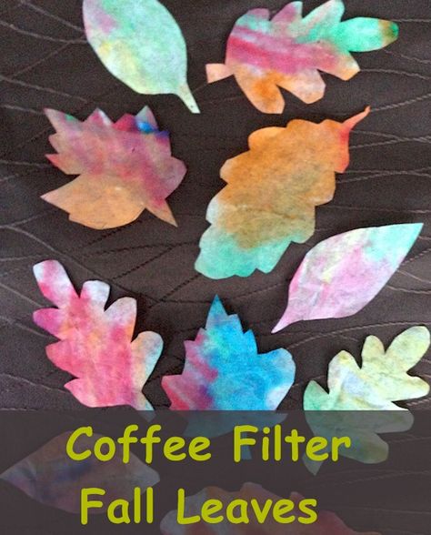 Coffee Filter Leaves - Colorful Fall leaves is an easy and inexpensive classroom project for kids. Coffee Filter Leaves, Turkey Crafts Preschool, Fall Leaf Template, Coffee Filter Art, Autumn Leaves Craft, Thanksgiving Crafts Preschool, Easy Holidays Crafts, Coffee Filter Crafts, October Crafts