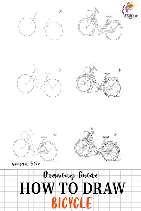 How to Draw Bicycle Draw Bicycle, Draw A Bicycle, Bicycle Sketch, Bicycle Drawing, Still Life Sketch, Drawing Ideas Creative, How To Sketch, Inktober 2023, Bike Drawing