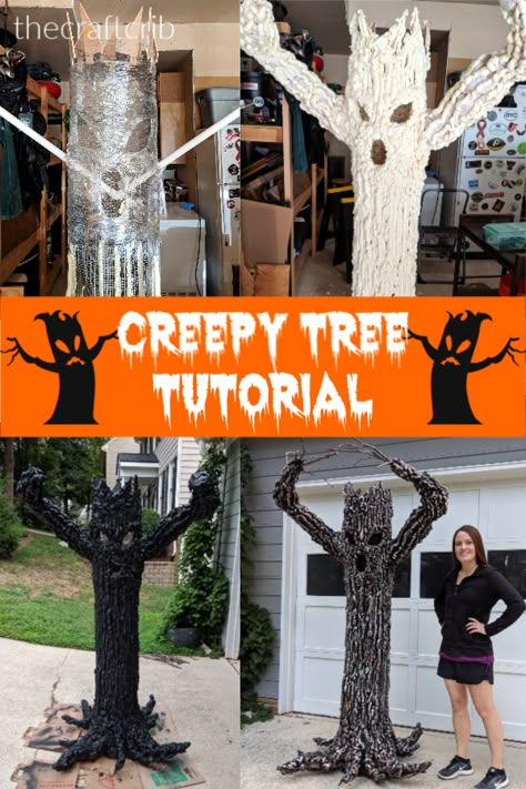 DIY Halloween Creepy Tree Yard Haunt Tutorial - This should definitely keep your neighbors kids off your lawn Creepy Tree, Diy Halloween Party, Scary Halloween Decorations Outdoor, Scary Halloween Decorations Diy, Halloween Diy Outdoor, Halloween Decorations Outdoor, Halloween Outside, Hallowen Ideas, Halloween Props Diy