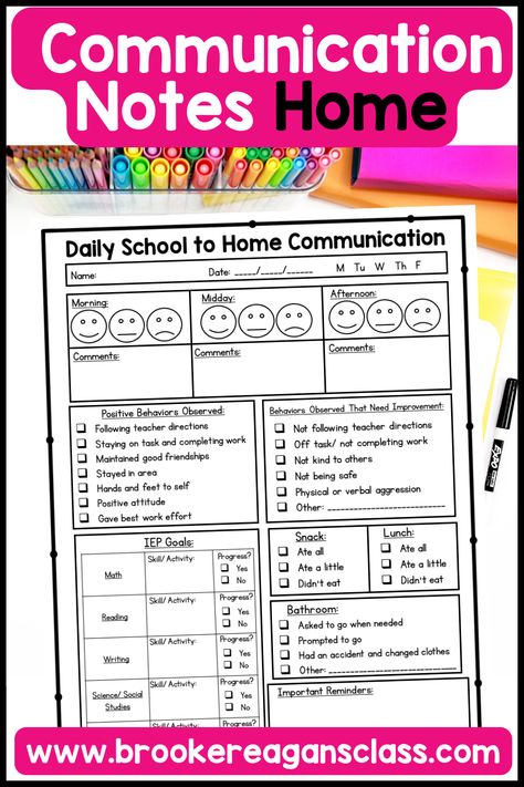 Daily communication notes home about student important information including behavior. These easy to fill out notes are also editable to meet your specific classroom needs. Fast and informative for families. Bridge the positive communication with parents now. Preschool Notes Home To Parents, Behavior Communication With Parents, Behavior Notes To Parents Free Printable, Daily Communication Sheets For Parents, Behavior Notes To Parents, Parent Teacher Documentation Form, School Communication Log, Notes Home To Parents, Ecse Classroom