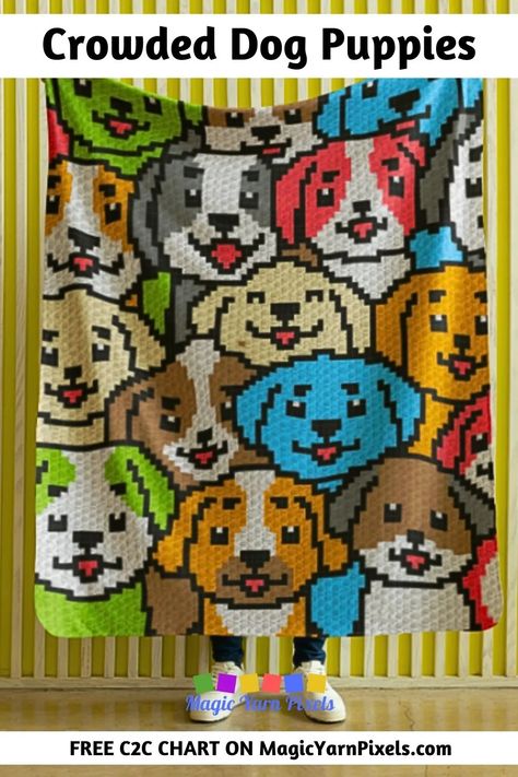 Check out my free crochet graph with the adorable Crowded Dog Puppies blanket design Download the free crochet graph from MagicYarnPixels. Crochet Graphs Free Charts, Free C2c Graphgan Patterns, Ctc Crochet, Crochet Robot, Pixel Crochet Blanket, C2c Patterns, Giraffe Blanket, Crochet C2c Pattern, C2c Crochet Pattern