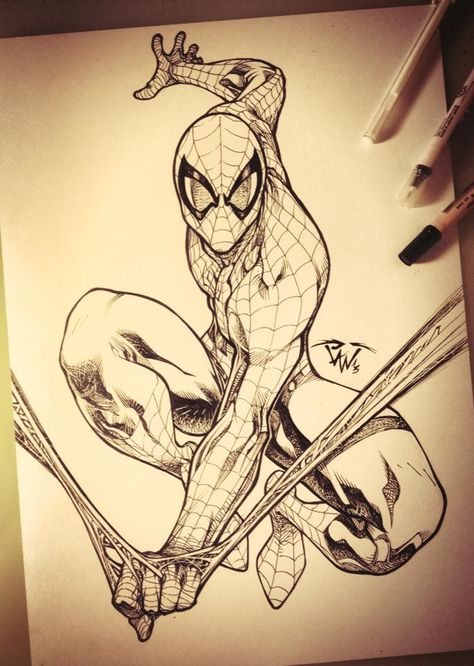 Spiderman Sketches, Spiderman Drawing, Ultimate Spider Man, Marvel Drawings, Drawing Cartoon Characters, Commissioned Artwork, Spiderman Homecoming, Comic Drawing, Spiderman Art