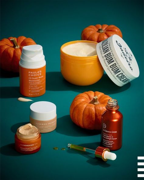 Fall Skincare, Cosmetic Photography, Fall Makeup Trend, Autumn Skincare, Fall Shoot, Minimalist Makeup, Halloween Photography, Pumpkin Nails, Ole Henriksen