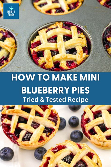 How To Make Mini Blueberry Pies - Manila Spoon Lemon Pies, Mini Blueberry Pies, Blueberry Pies, Blueberry Filling, Blueberry Picking, Refrigerated Pie Crust, Homemade Pie Crusts, Flaky Pastry, Flaky Crust