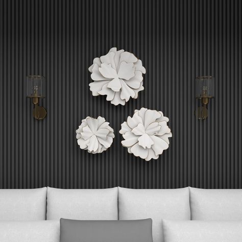 Metal Flower Wall, Metal Flower Wall Decor, White Wall Decor, Iron Wall Decor, Floral Wall Decor, Metal Flower, Contemporary Wall Decor, Layered Design, Flower Wall Decor