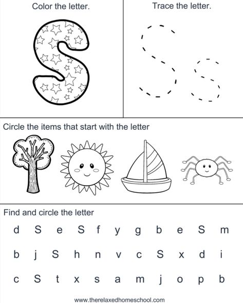 Letter S Worksheet, S Worksheet, Letter S Activities, Preschool Curriculum Free, Preschool Rules, Letter S Worksheets, Jolly Phonics Activities, Farm Animals Preschool, Kids Handwriting Practice