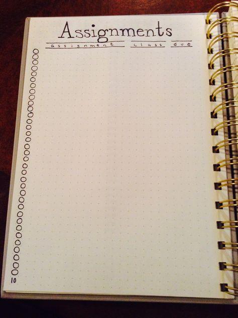 School Bujo Ideas, Bujo School Spreads, Bullet Journal Assignment Tracker, School Bujo, School Bullet Journal, Schedule Journal, Minimalist Bujo, Homework Diary, Dot Journaling