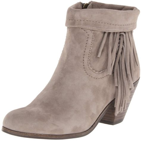 Sam Edelman Women's Louie Fringe-Trimmed Ankle Boot ($56) ❤ liked on Polyvore featuring shoes, boots, ankle booties, fringe cowboy boots, sam edelman booties, fringe bootie, short fringe boots and cowgirl boots Low Cut Ankle Boots, Comfortable Boots For Women, Fringe Cowboy Boots, Tan Suede Boots, Cute Ankle Boots, Boots 2020, Womens Suede Boots, Sam Edelman Boots, Women's Booties