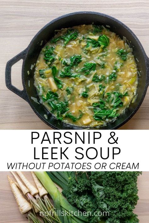 Magic Leek Soup, Parsnip Recipes, Leeks Soup Recipes, Leek Recipes, Parsnip Soup, Leek Soup, Veggie Soup, Potatoes Recipe, Soup And Sandwich