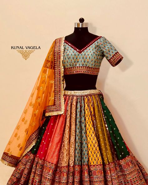 MULTICOLOURED LEHENGA Kindly note - This Image has copyrighted under Intellectual Property Rights, any unauthorised usage will be report to Instagram. #bridal #multicolouredlehenga #handcraftedinindia #lehenga #weddinglehenga #kunalvagela Multicoloured Lehenga, Lehenga Blouse Pattern, Beautiful Lengha, Gorgeous Lehenga, Garba Night, New Lehenga, Ghaghra Choli, Intellectual Property Rights, Sewing Measurements