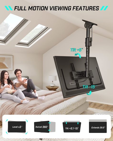 Such a Cool Idea! Grab it now Tv Mount For Slanted Wall, Tv Mount On Slanted Wall, Ceiling Mount Swivel Tv, Tv On Swivel Mount, Tv From The Ceiling, Tv Mount On Slanted Ceiling, Tv Mounted On Slanted Ceiling, Tv On Slanted Ceiling, Ceiling Mounted Tv Living Room