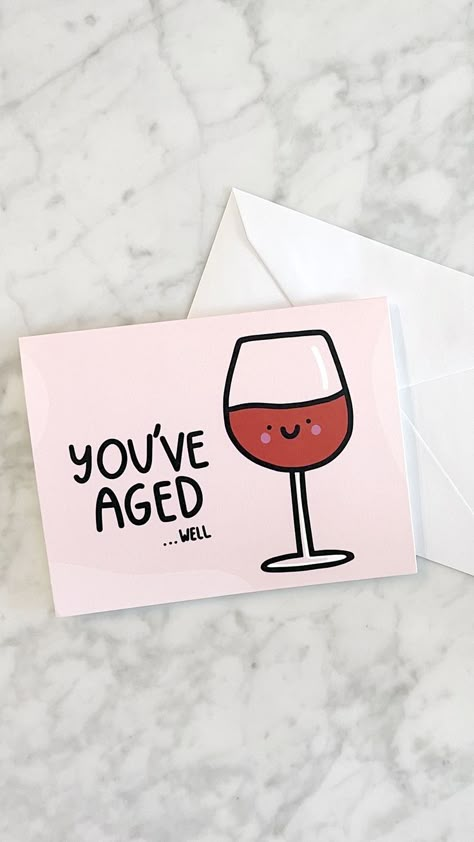 You've aged...well birthday card, blank message inside, card is 4.5x5.5 and pink Birthday Ideas For Friends Unique Gifts, Older Sister Birthday Card Ideas, Birthday Gift Diy For Sister, Fun Birthday Cards Friends, Aesthetic Birthday Card For Mom, Cute Funny Cards For Friends, Cute Card Ideas For Sister, Sisters Birthday Gift, Birthday Card For Sisters