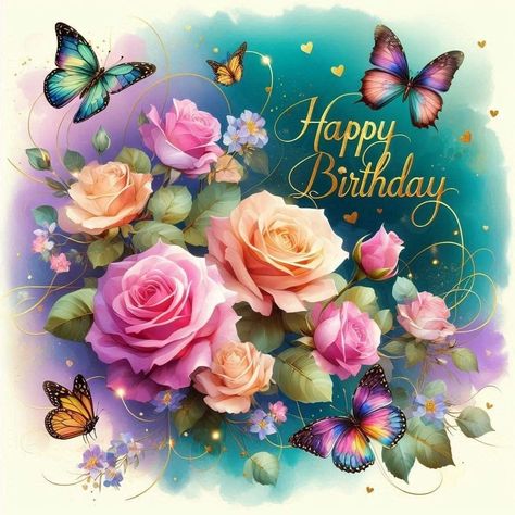 Happy Birthday Quote, Birthday Sms, Happy Birthday Flower Cake, Butterflies And Roses, Happy Birthday Wishes Pics, Birthday Wishes Pics, Birthday Quote, Birthday Greetings Friend, Happy Birthday Greetings Friends