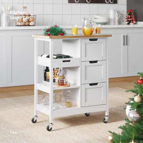 PRICES MAY VARY. Engineered Wood Imported STYLISH MOBILE CART: YITAHOME kitchen serving cart offers extra storage space to hold kitchen utensils, prepared food; you can also easily move around the kitchen, dining room or garden to enjoy mealtime or teatime with family & friends. STABLE STRUCTURE: Thick solid pine wood top on 4 sturdy legs can support weight up to 300lbs without shaking; CARB Phrase Ⅱ grade MDF painted in smooth food-safe finish makes them waterproof and scratch-proof for easy cl White Kitchen Cart, Kitchen Trolley Cart, Storage Carts, Industrial Casters, Kitchen Island Trolley, Cart On Wheels, Rolling Kitchen Cart, Mobile Cart, Kitchen Storage Cart