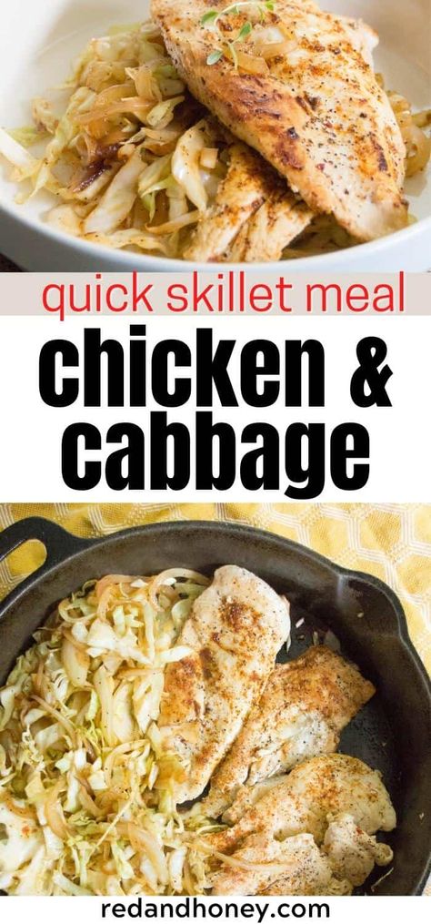 Chicken And Cabbage Recipes, Cabbage Skillet, Weekday Recipes, Chicken Cabbage, Cabbage And Noodles, Breakfast Soup, Chicken And Cabbage, Chicken Skillet Recipes, Cabbage Casserole