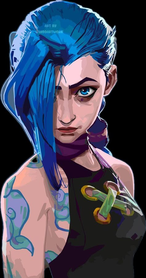 ArtStation - jinx arcane art by hiboart, hiboartwork Jinx Arcane Coloring Pages, Jinks Arcane Drawing, Jinks Arcane Fanart, Jinx Watercolor, Arcane Painting Ideas, Arcane Art Style Sketch, Arcane Art Study, Jinx Art Arcane, Jinx Arcane Full Body Image