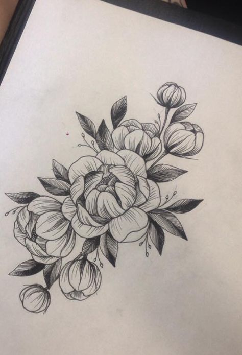 pinterest: @lvbabyxx Wildflowers Tattoo, Peony Flower Tattoos, Flower Tattoo Drawings, Free Tattoo Designs, Geniale Tattoos, Flower Tattoo Sleeve, Tattoos Skull, Peonies Tattoo, Floral Tattoo Design