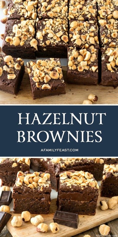 Hazelnut Brownies, Hazelnut Dessert, Hazel Nut, Hazelnut Recipes, Burnt Cheesecake, Hazelnut Chocolate, Chewy Brownies, Crumble Bars, Dessert Aux Fruits