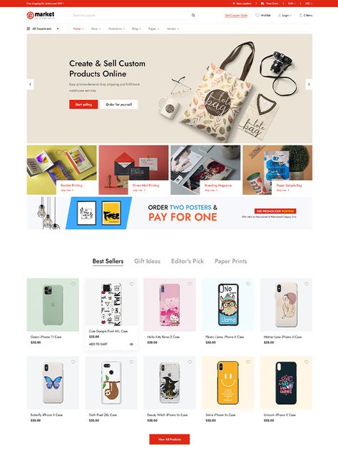 Are you finding a WordPress theme for your printing shop website? In this article, we will introduce you top best printing store WordPress themes in 2020. With beautiful and modern designs, full ecommerce features, mobile layout ready, these themes will be one of the best choices for your store. #bestprintingstore #woocommerce #wordpressthemes #elementor Print Website Design, Print Shop Website Design, Gift Shop Website, Gift Shop Website Design, Fun Ecommerce Website Design, Printing Website Design, Shopping Website Design, Design Kemasan, Gift Website