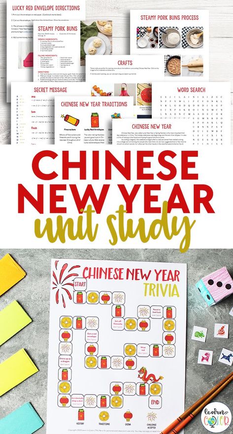 Lunar New Year School Activities, Lunar New Year Homeschool, Lunar New Year Montessori, China Unit Study For Kids, Chinese New Year Lesson Plans, Chinese New Year Montessori, Japanese Celebrations, Homeschool Themes, Chinese New Year 2023