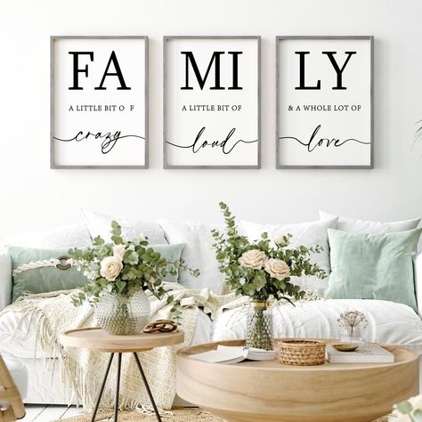 PRICES MAY VARY. A WONDERFUL REMINDER: Family is a little bit of crazy, a little bit of loud, a little bit of love. The family wall decor will help you through your life. It fits will in your house and ties everything together everyday. There are some powerful ideas in this verse applicable to any who enjoy life. Also, it's a reminder to me of what family is! EXCELLENT CRAFTSMANSHIP: The details of the framed family wall art pop: each verse is sharply printed, clear and graceful black lettering Family Wall Decor, Interior Minimalista, Family Wall Art, Living Room Prints, Inspire Me Home Decor, Living Room Canvas, Painting Poster, Family Wall, Interior Modern