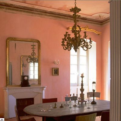 Pink Interiors, Pink Dining Rooms, Well House, Murs Roses, Pink Interior, Pink Houses, Design Girl, Pink Room, French Decor